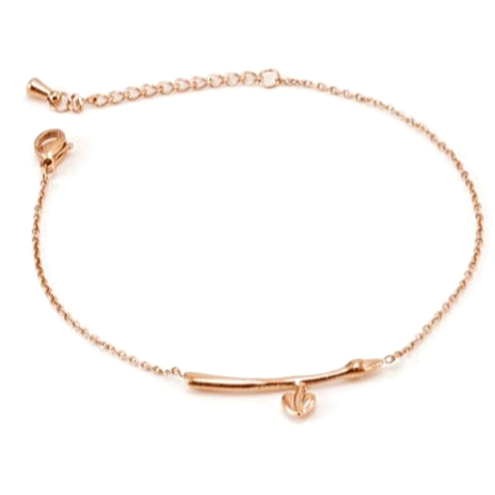 Titanium Steel Rose Gold Heart Link Bracelet